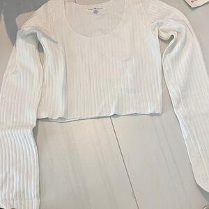 Brandy Melville Cream Ribbed Crop Top